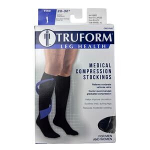 TruForm Leg Health Medical Compression Stocking 20-30 Knee High Socks Black 4X